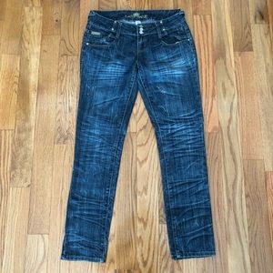 ALMOST FAMOUS | Whiskered Blue Jeans Sz 11